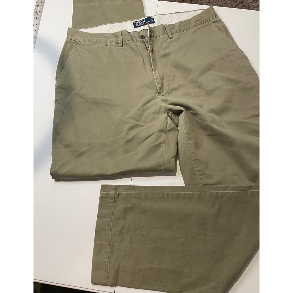 Polo Ralph Lauren Classic Chino Pants Men 36x32 Tan Cotton Twill Flat Front